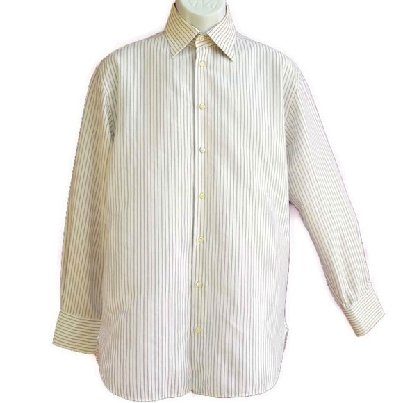 Armani Collezioni Italy Shirt Button Front Stripes 39 Dress Shirts